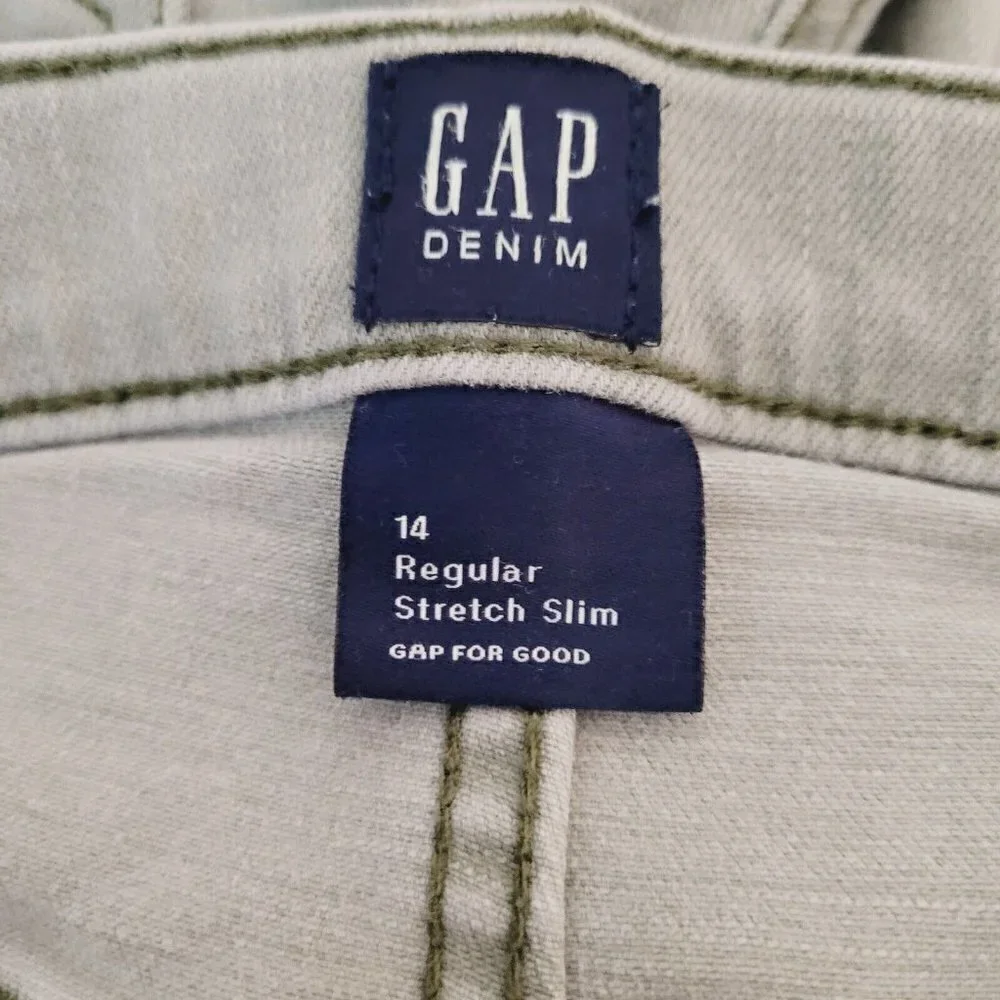 GAP Girls Denim Jeans Stretch Slim Sz 14 Gray Mid Rise Teens Teenager Junior